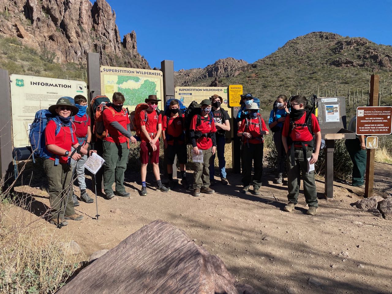 Troop at trailhead