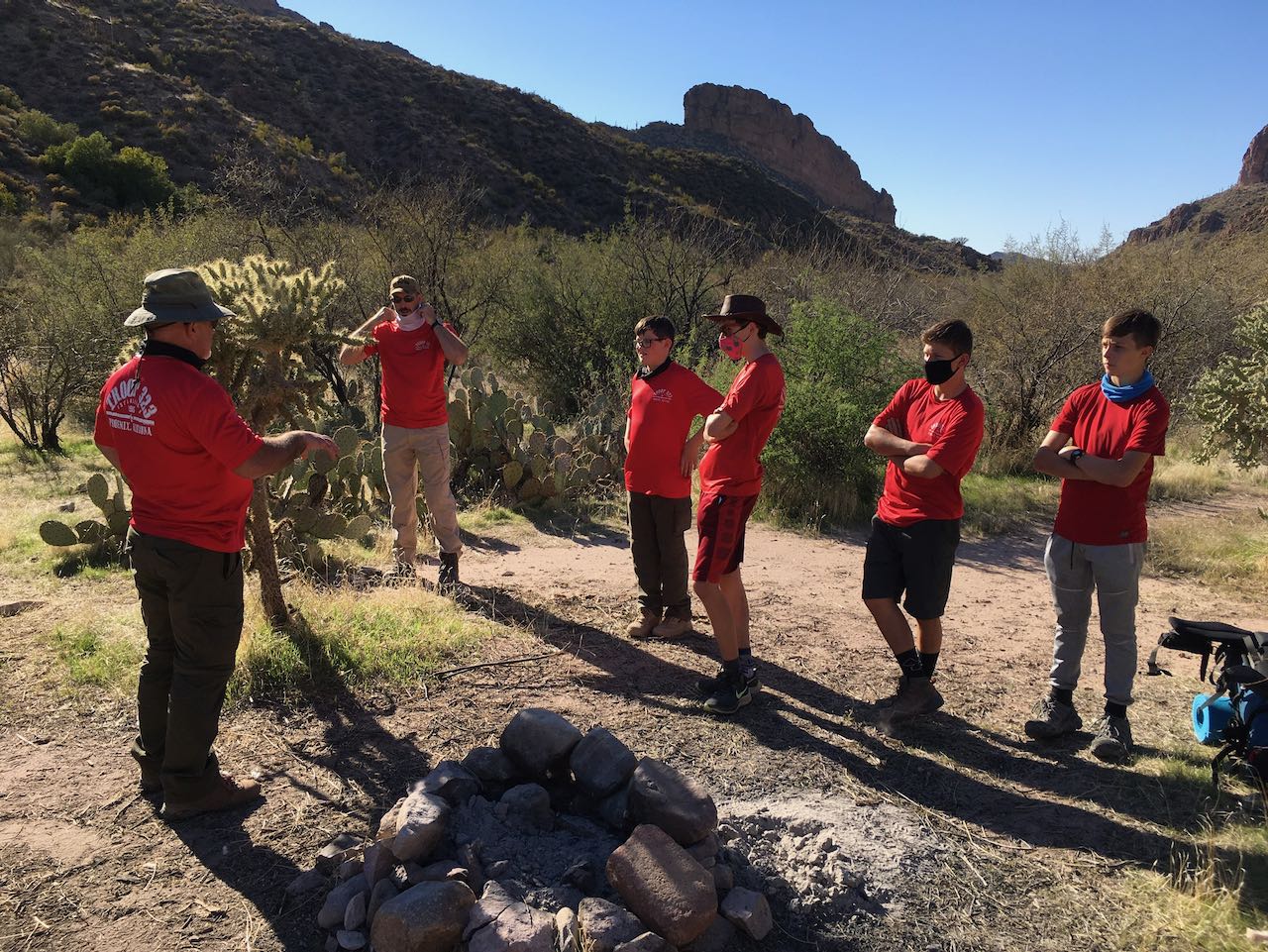 Scouts master talking to scouts