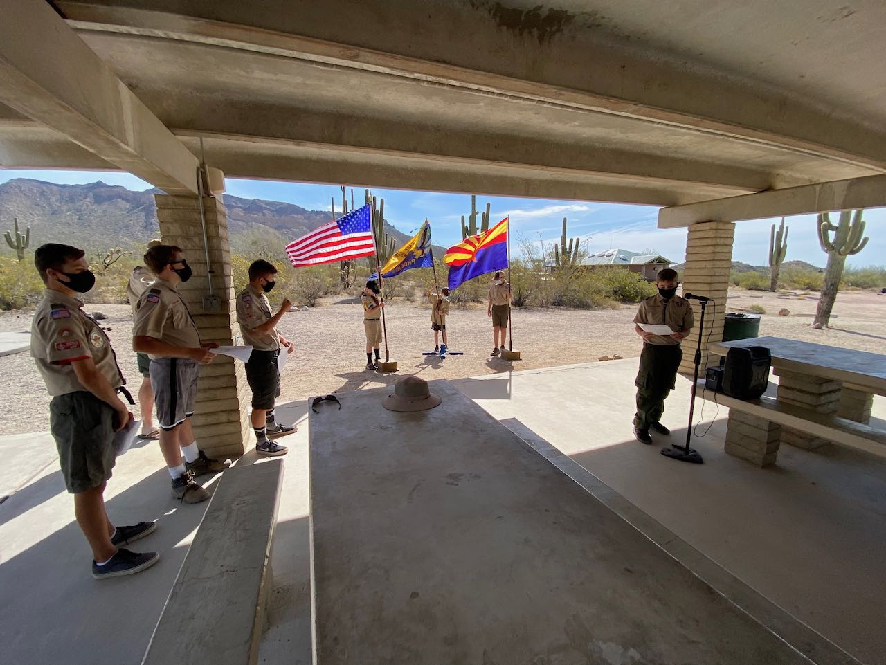 Sunday service at camp