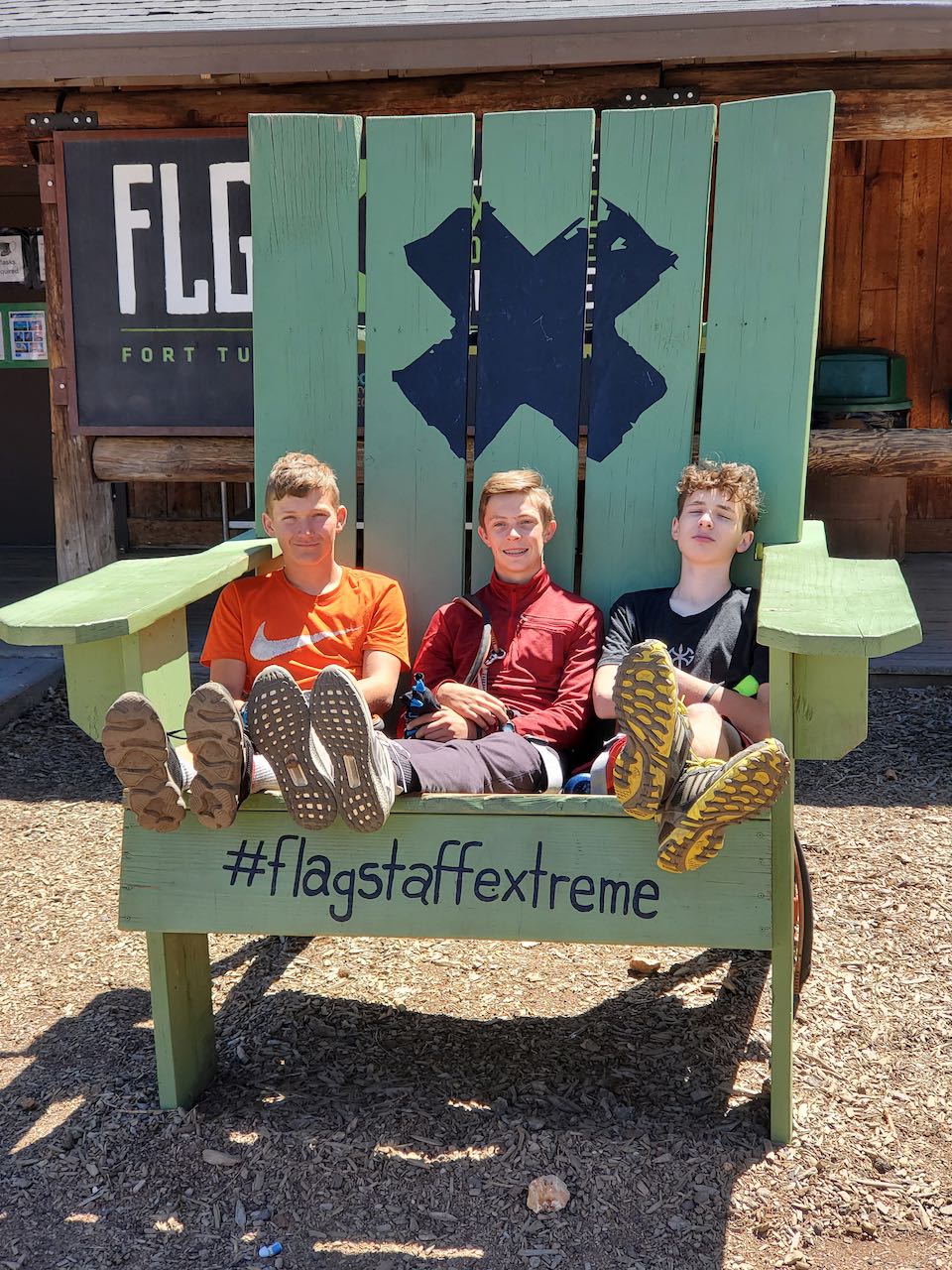 Scouts in big green chair