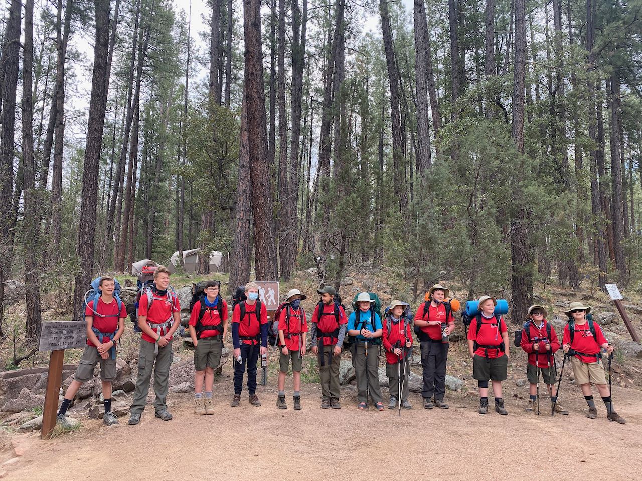 Troop at trailhead