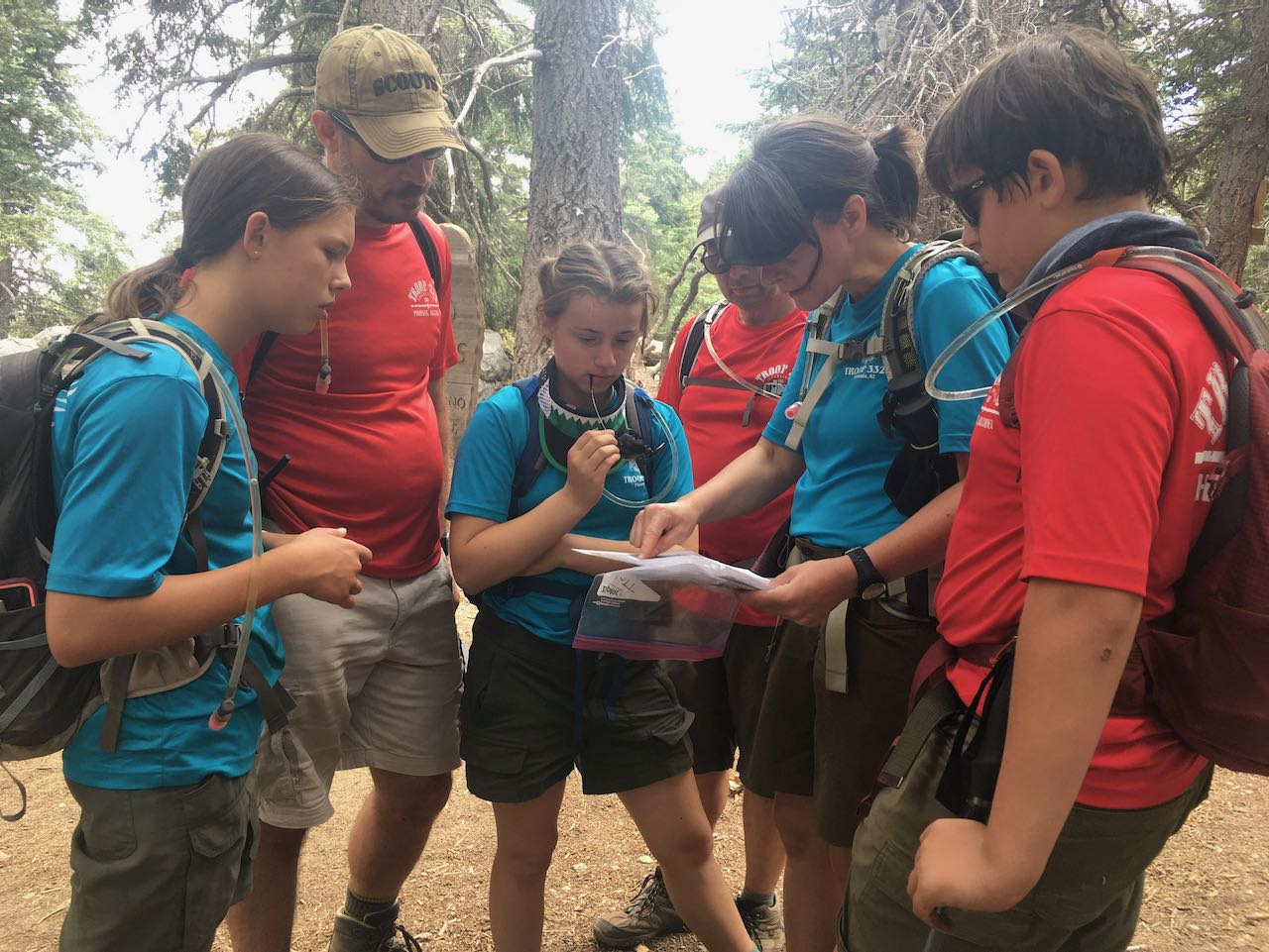 Scouts reviewing map