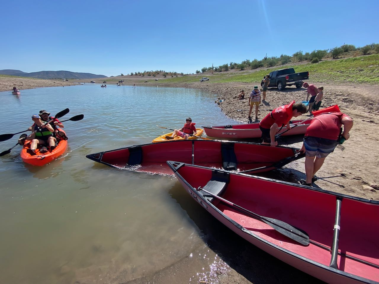 swamped canoe