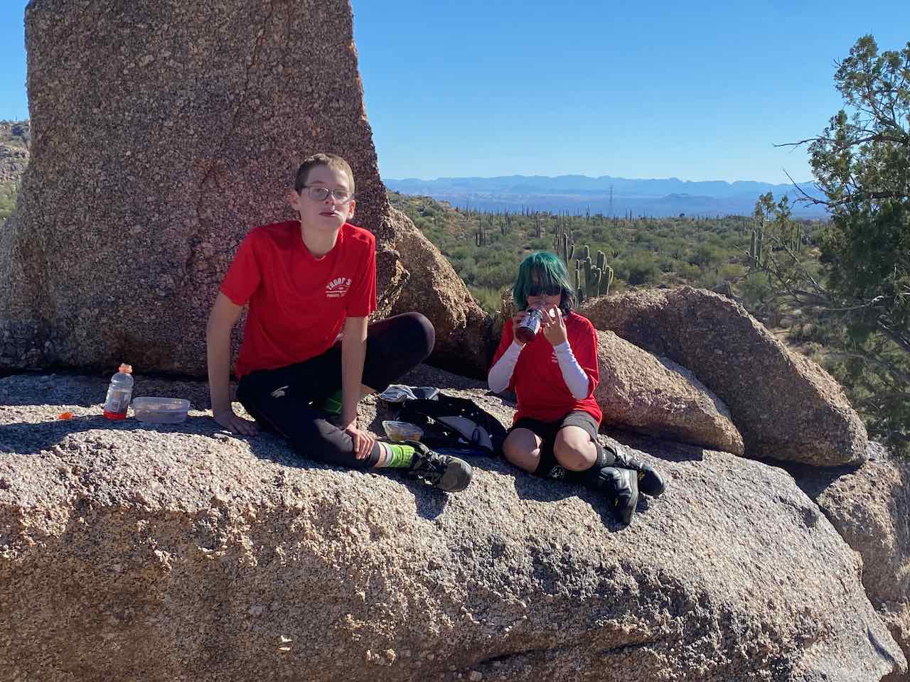 Scouts eating lunch