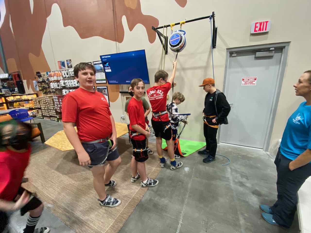 Scouts at climbing gym