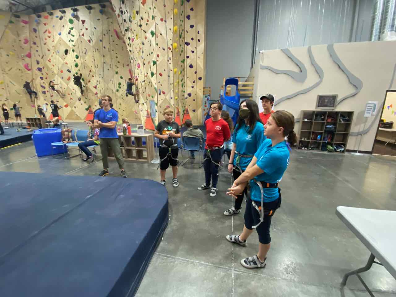 Scouts at climbing gym