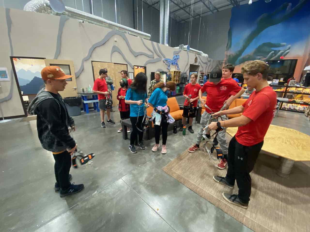 Scouts at climbing gym
