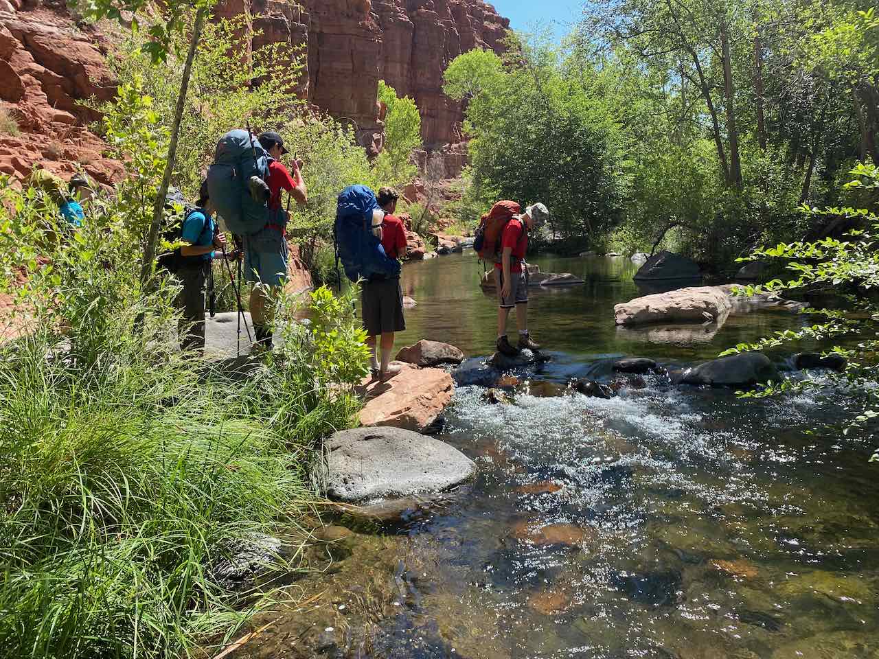 Scouts crossing Creek