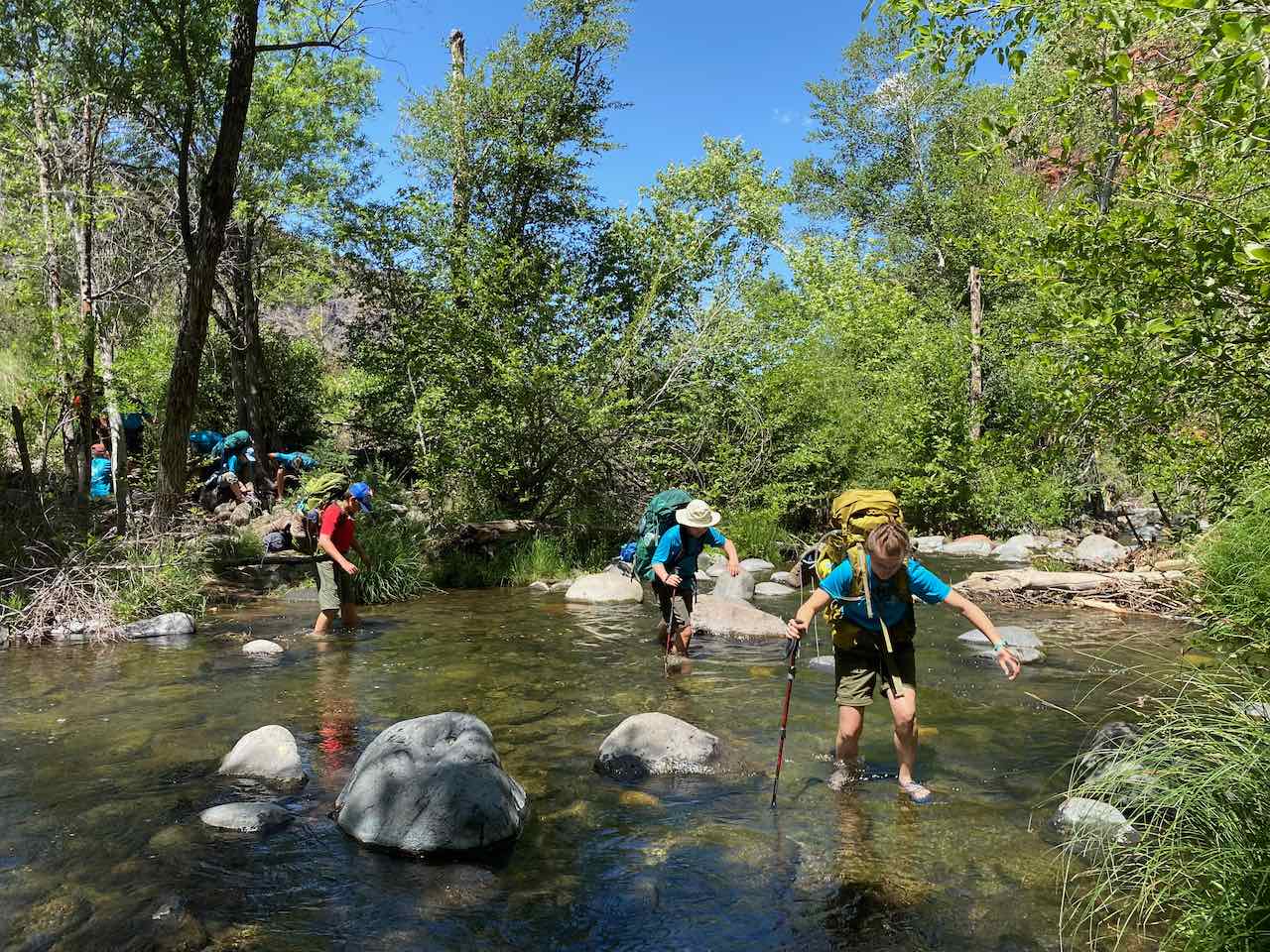 Scouts crossing creek