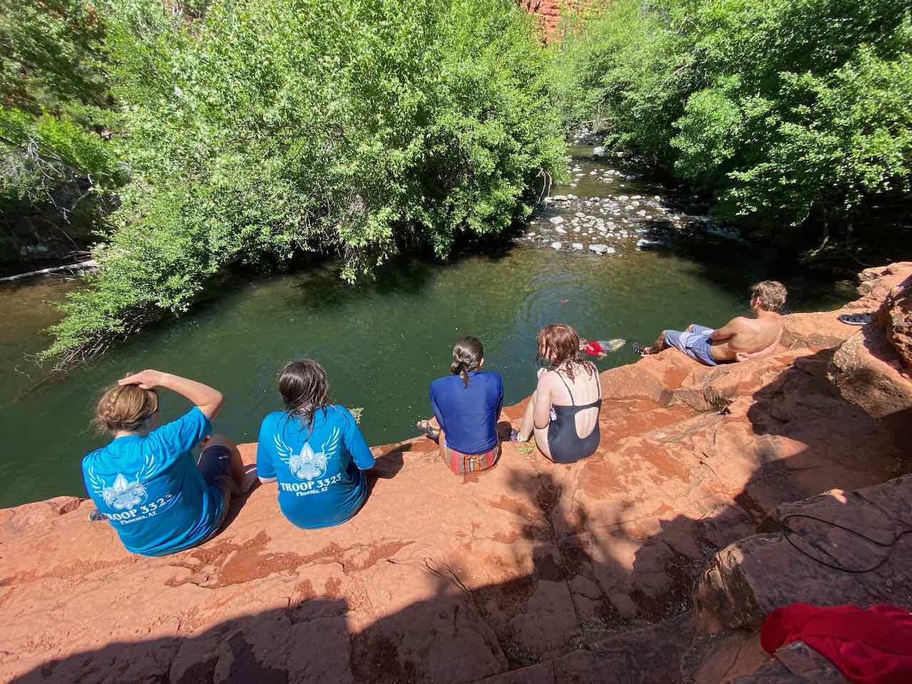 Scouts on a ledge