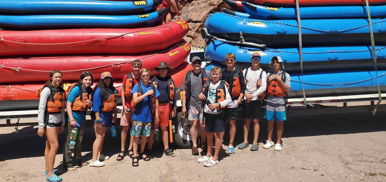 Scouts in front of rafts