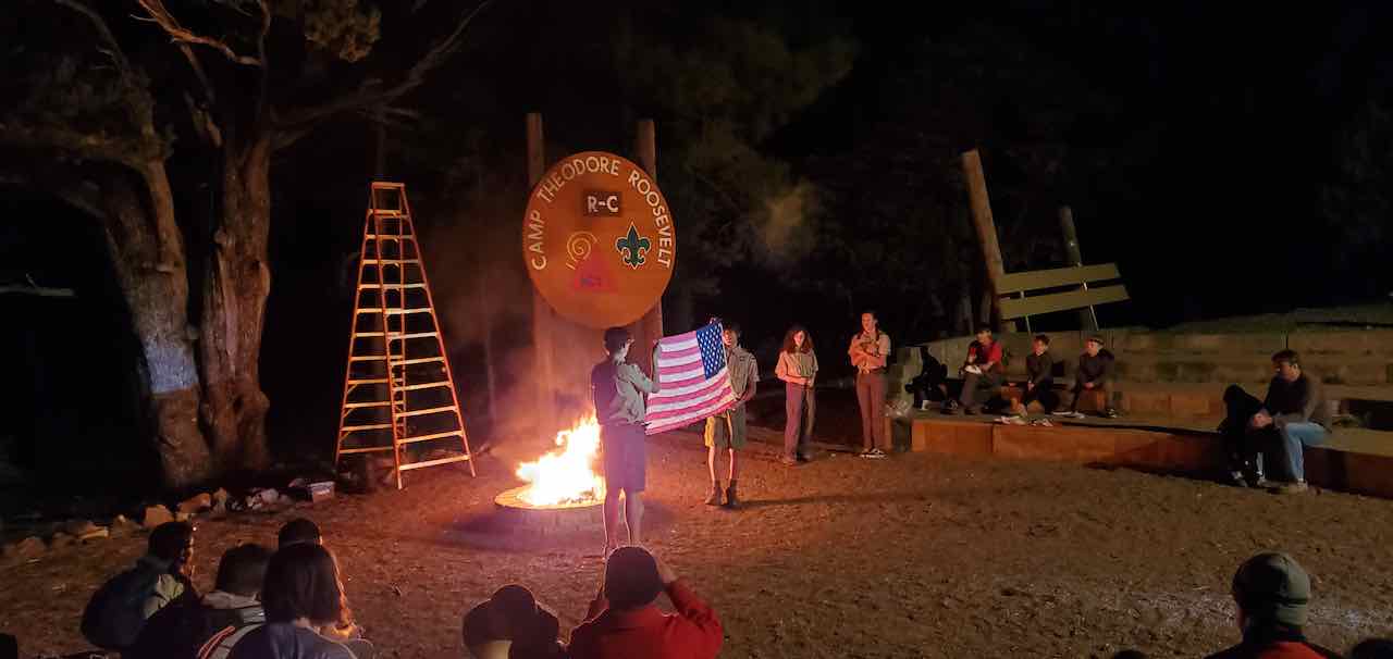 Night time flag ceremony